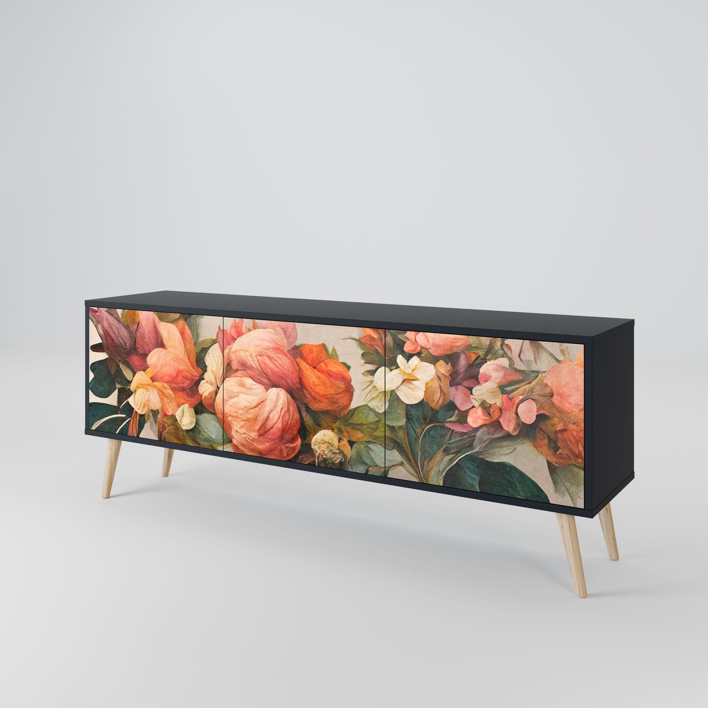 Mobile TV STYLISH BEAUTY a 3 ante con finitura nera