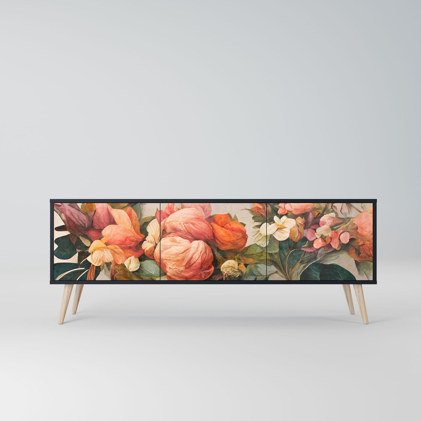 Mobile TV STYLISH BEAUTY a 3 ante con finitura nera