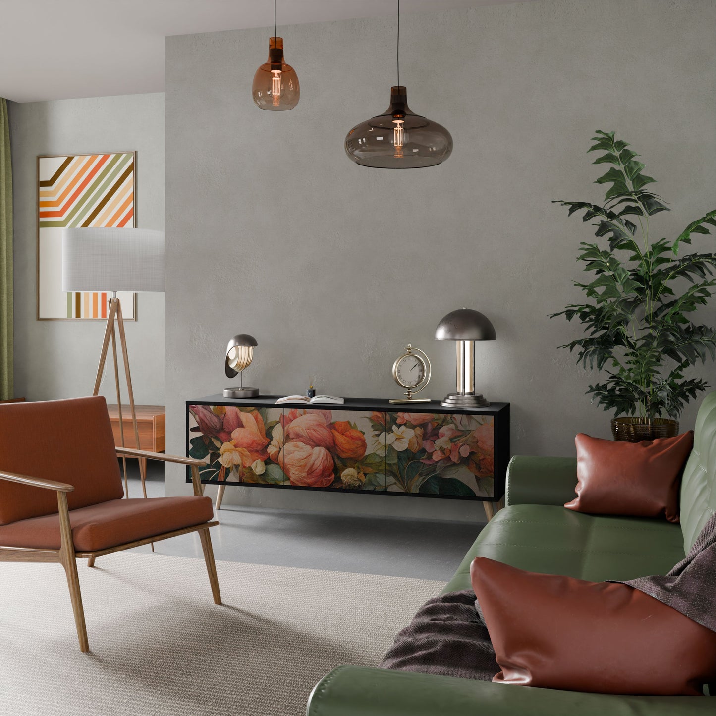 Mobile TV STYLISH BEAUTY a 3 ante con finitura nera