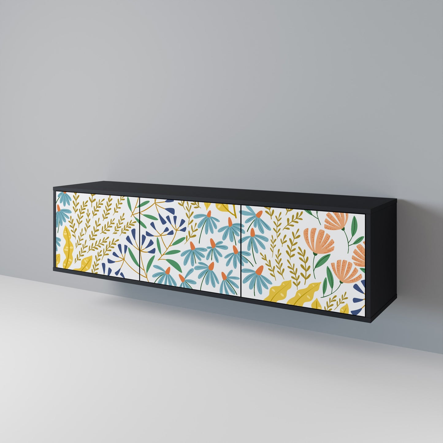 Mobile TV HELLO SPRING a 3 ante con finitura nera