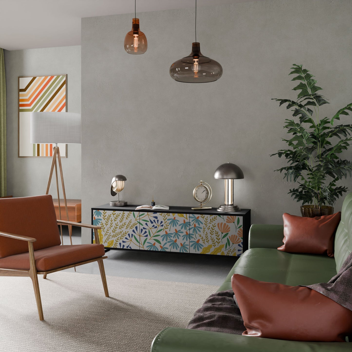 Mobile TV HELLO SPRING a 3 ante con finitura nera