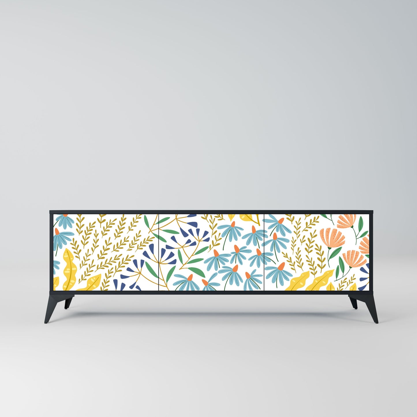 Mobile TV HELLO SPRING a 3 ante con finitura nera