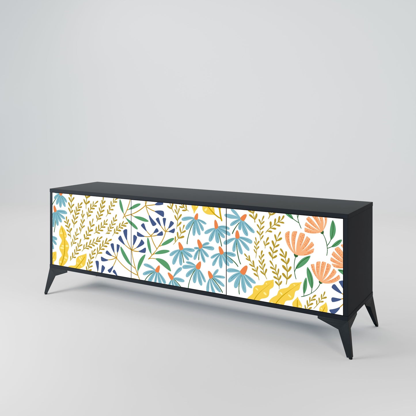 Mobile TV HELLO SPRING a 3 ante con finitura nera