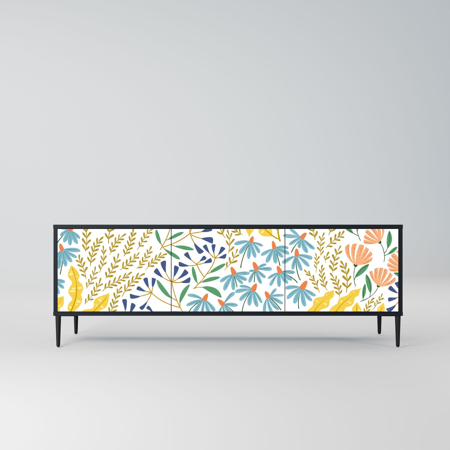 Mobile TV HELLO SPRING a 3 ante con finitura nera