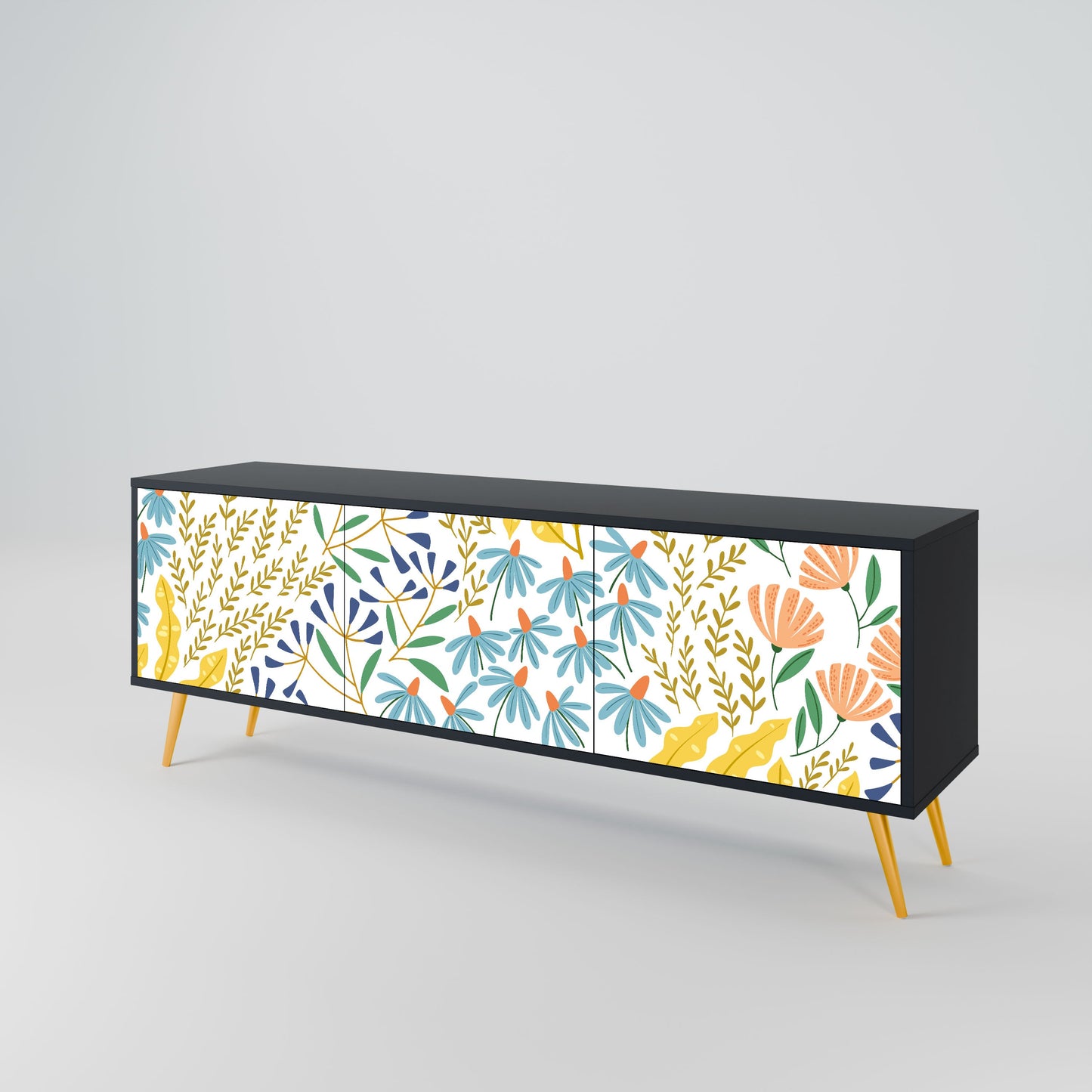 Mobile TV HELLO SPRING a 3 ante con finitura nera