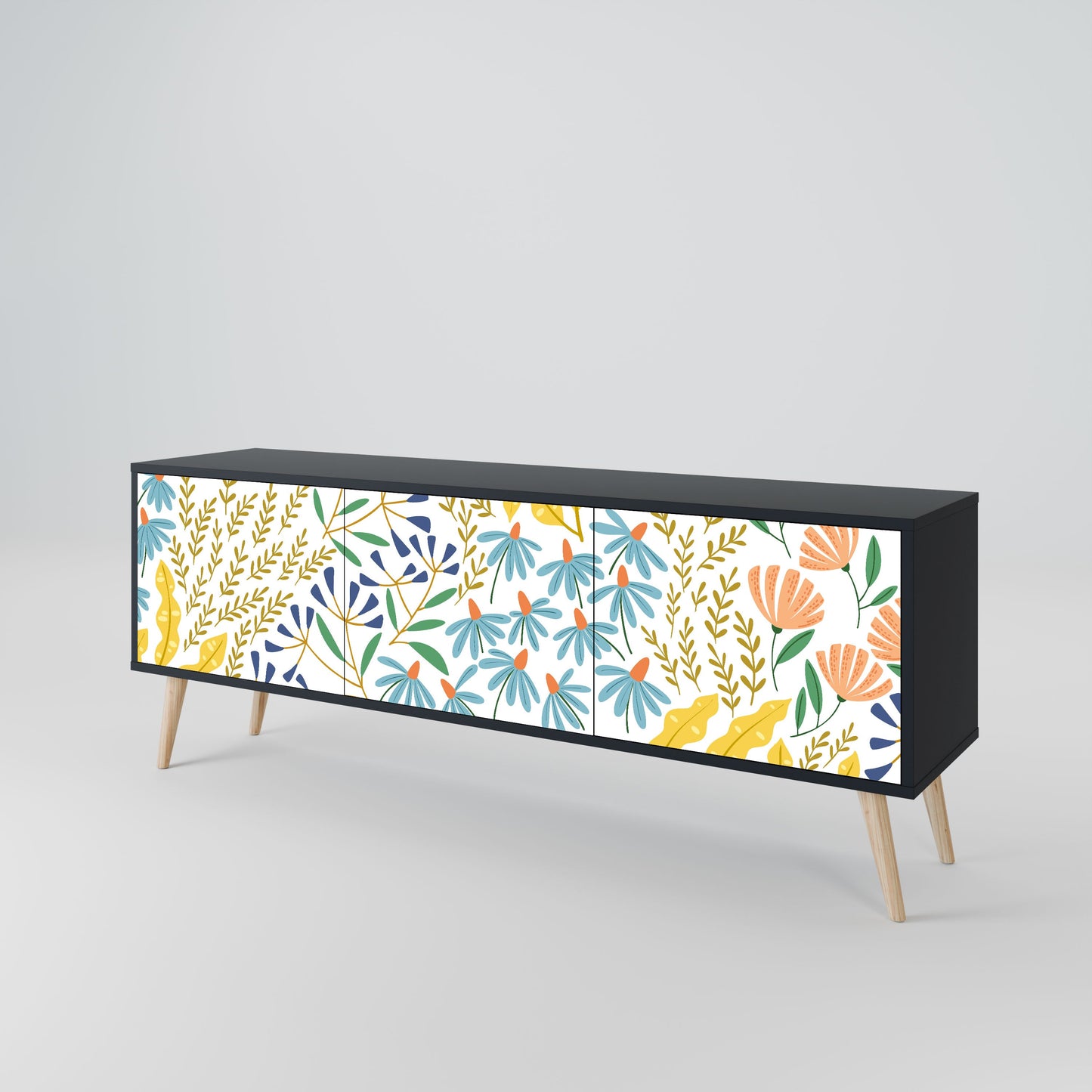 Mobile TV HELLO SPRING a 3 ante con finitura nera