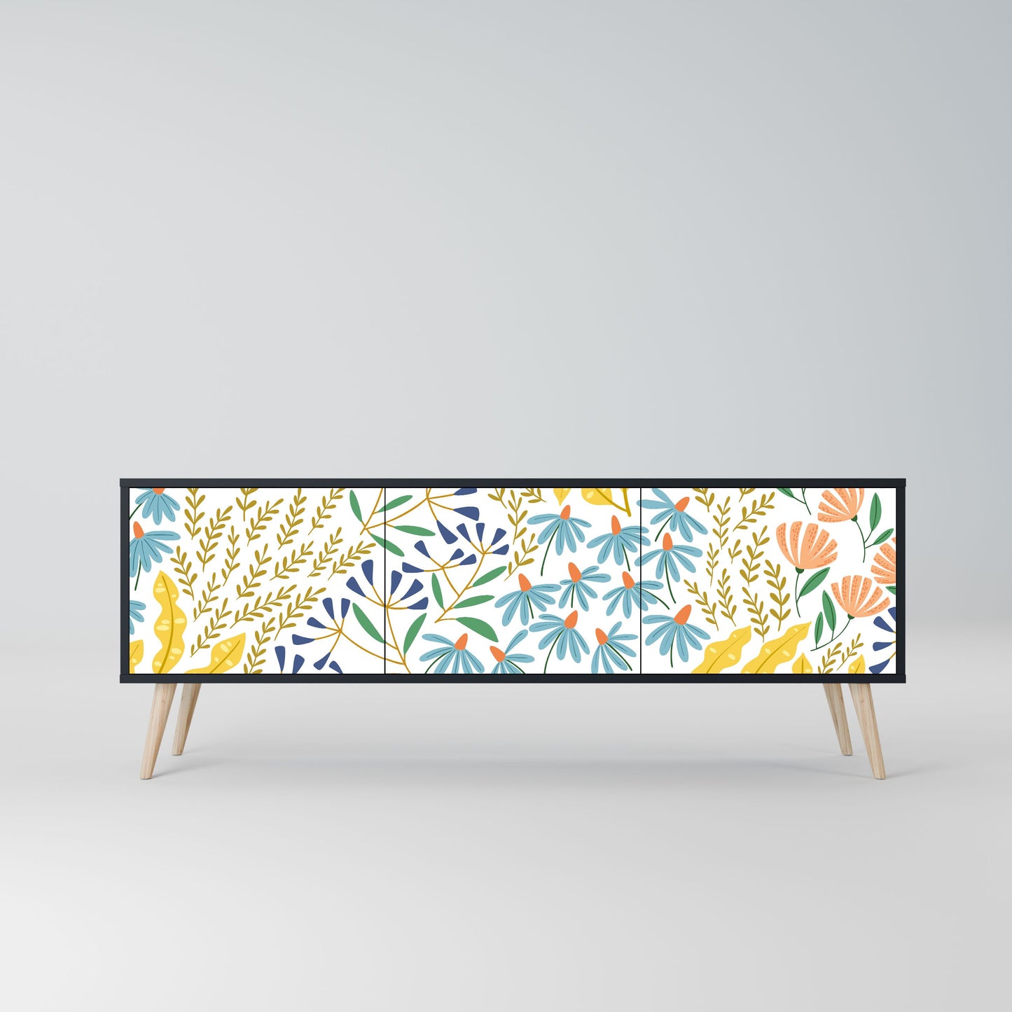 Mobile TV HELLO SPRING a 3 ante con finitura nera