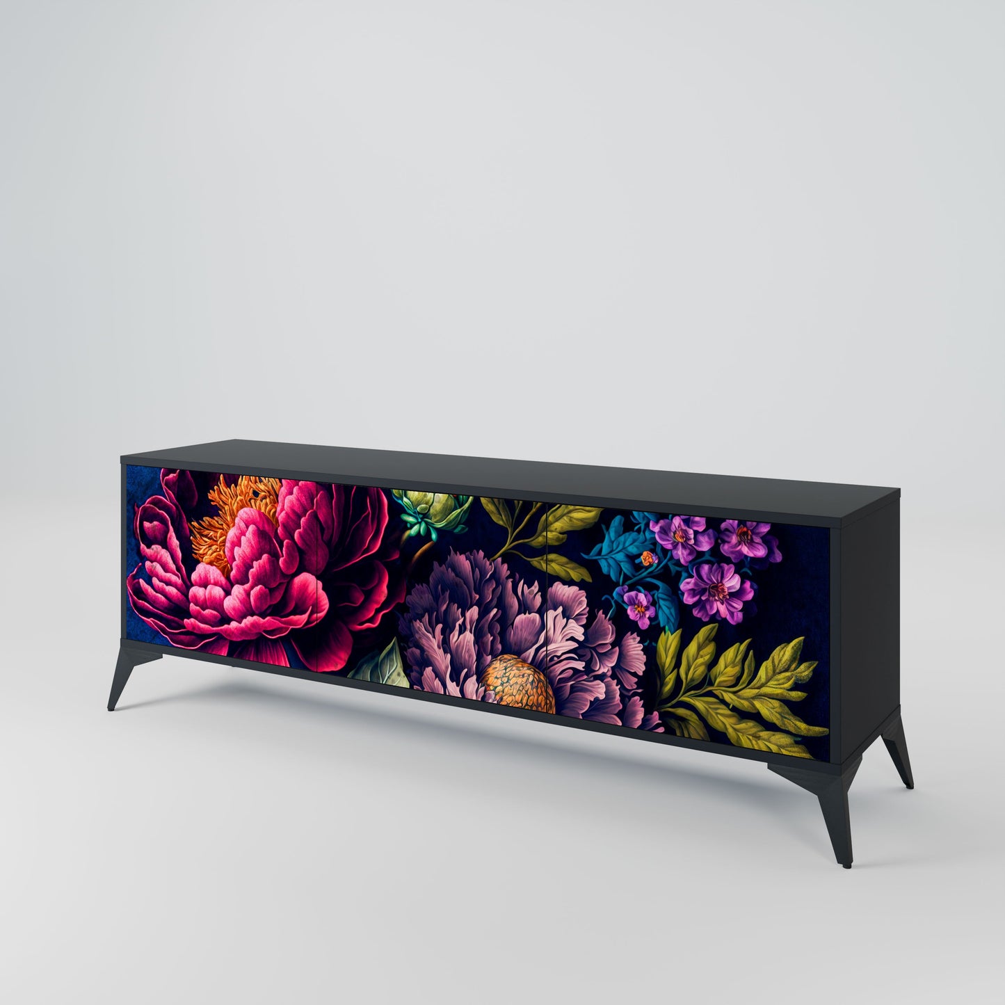 Mobile TV BLOOMING ELEGANCE a 3 ante con finitura nera