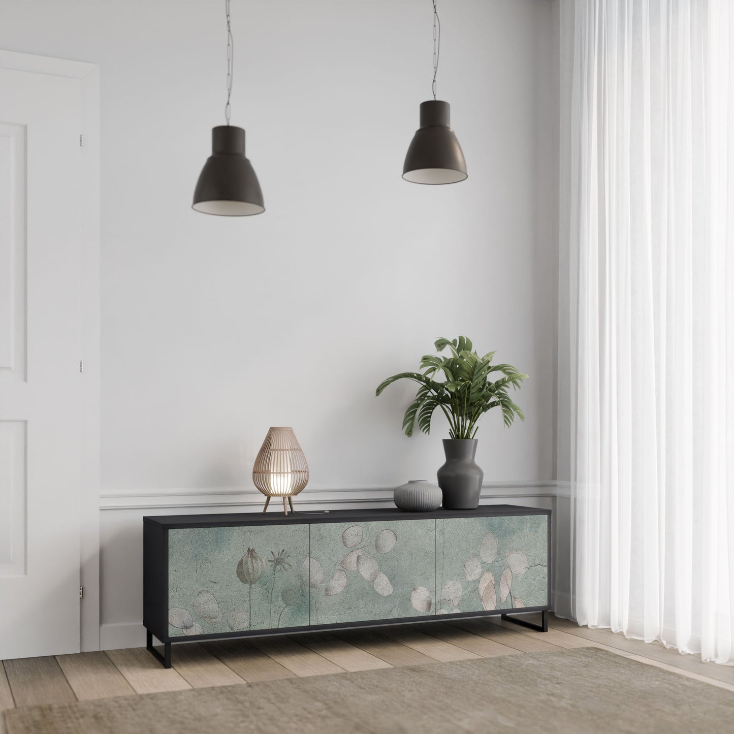 Mobile TV NIGHT LADY a 3 ante con finitura nera