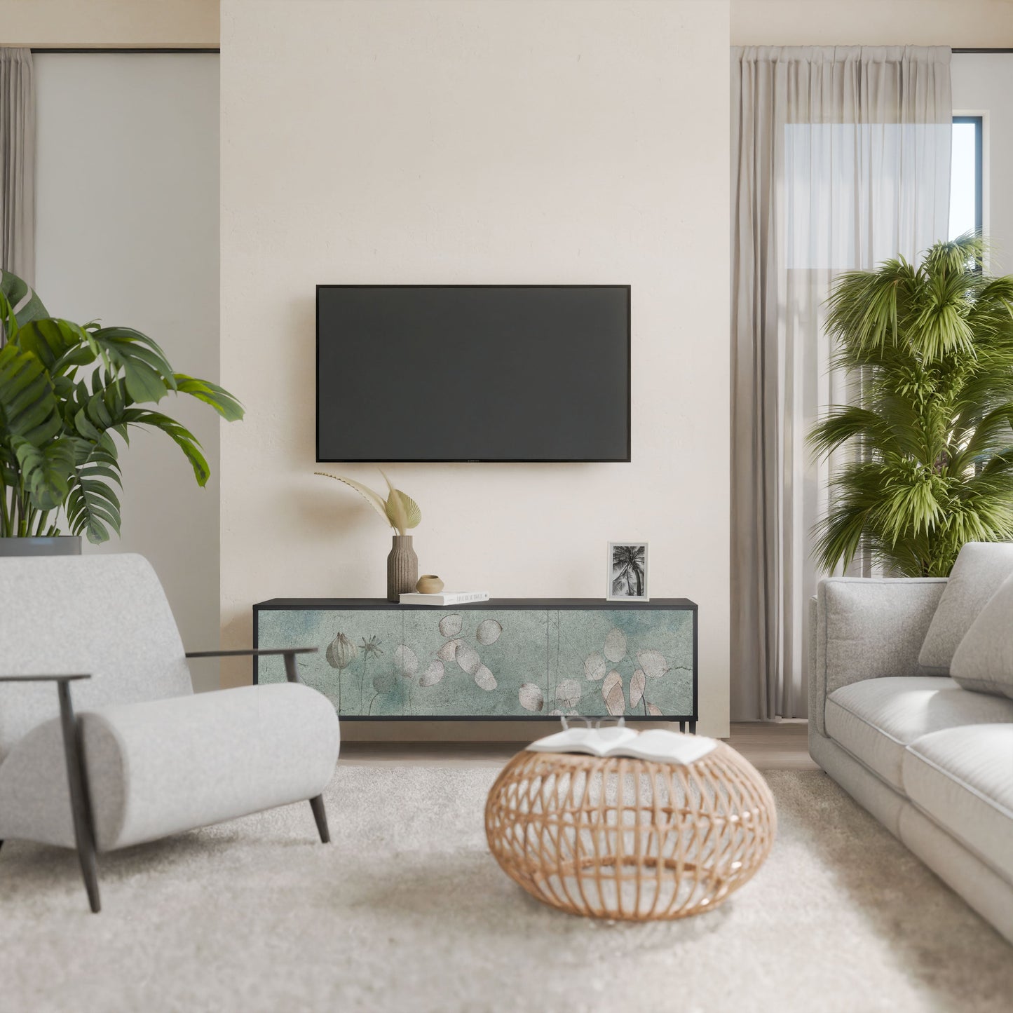 Mobile TV NIGHT LADY a 3 ante con finitura nera
