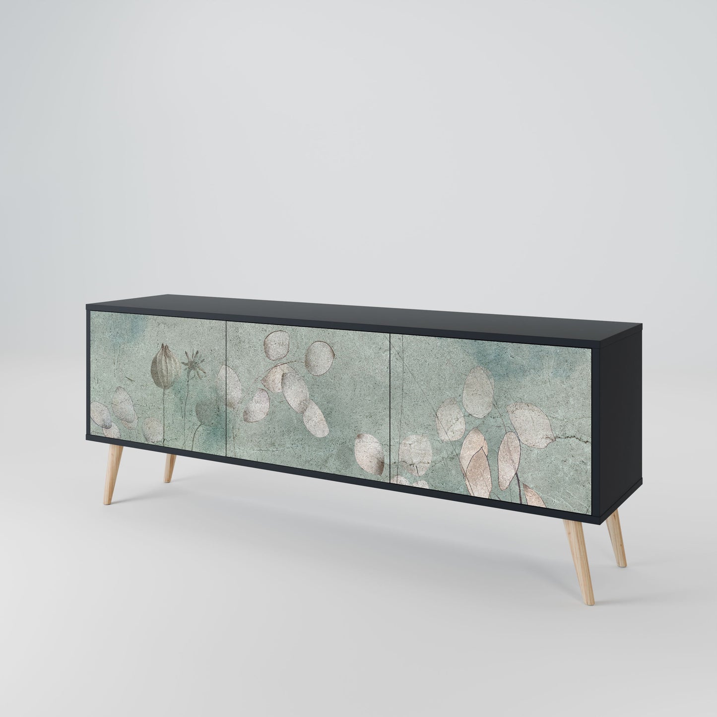 Mobile TV NIGHT LADY a 3 ante con finitura nera