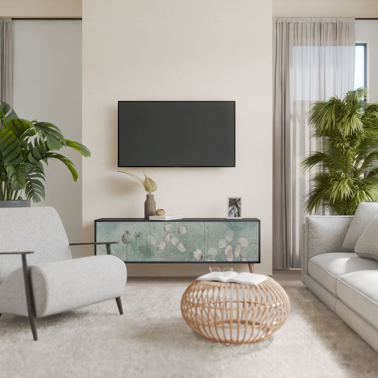 Mobile TV NIGHT LADY a 3 ante con finitura nera
