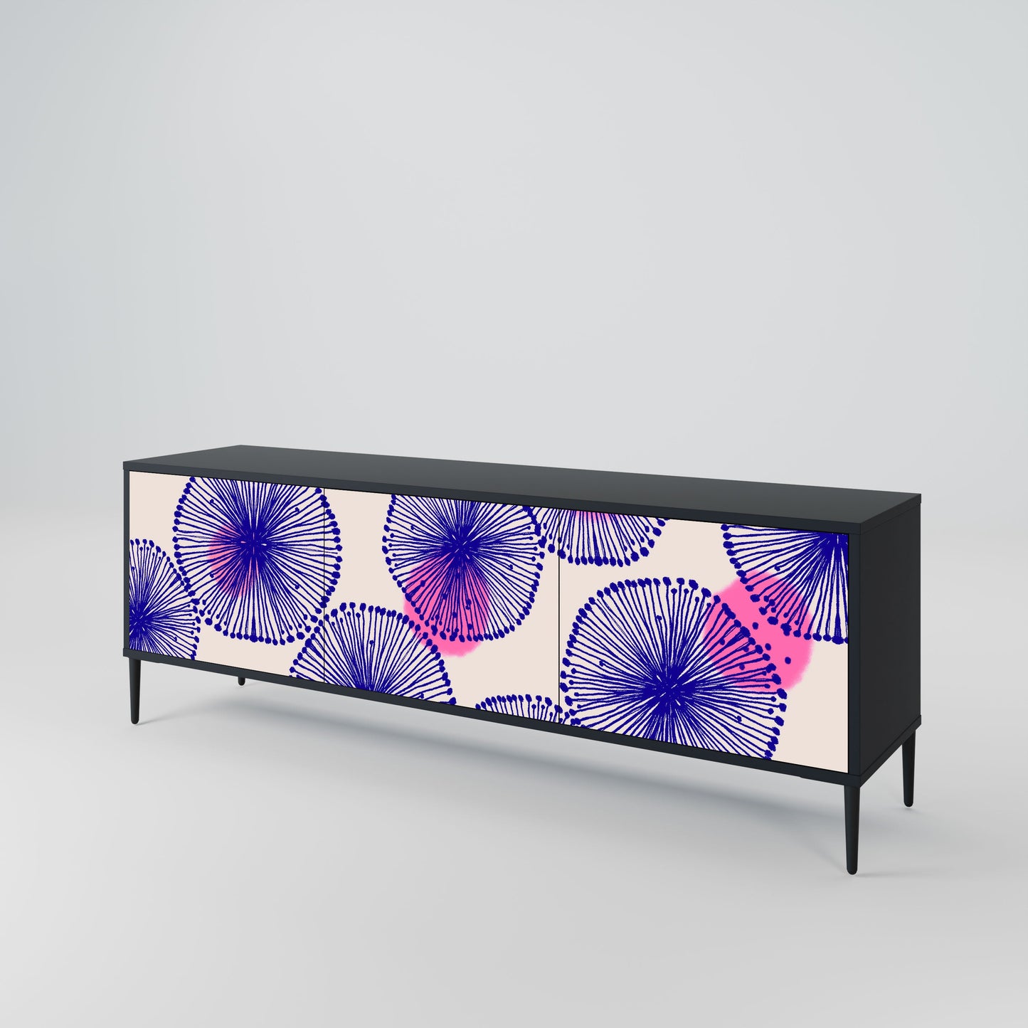MAGIC NATURE 3-Door TV Stand in Black Finish