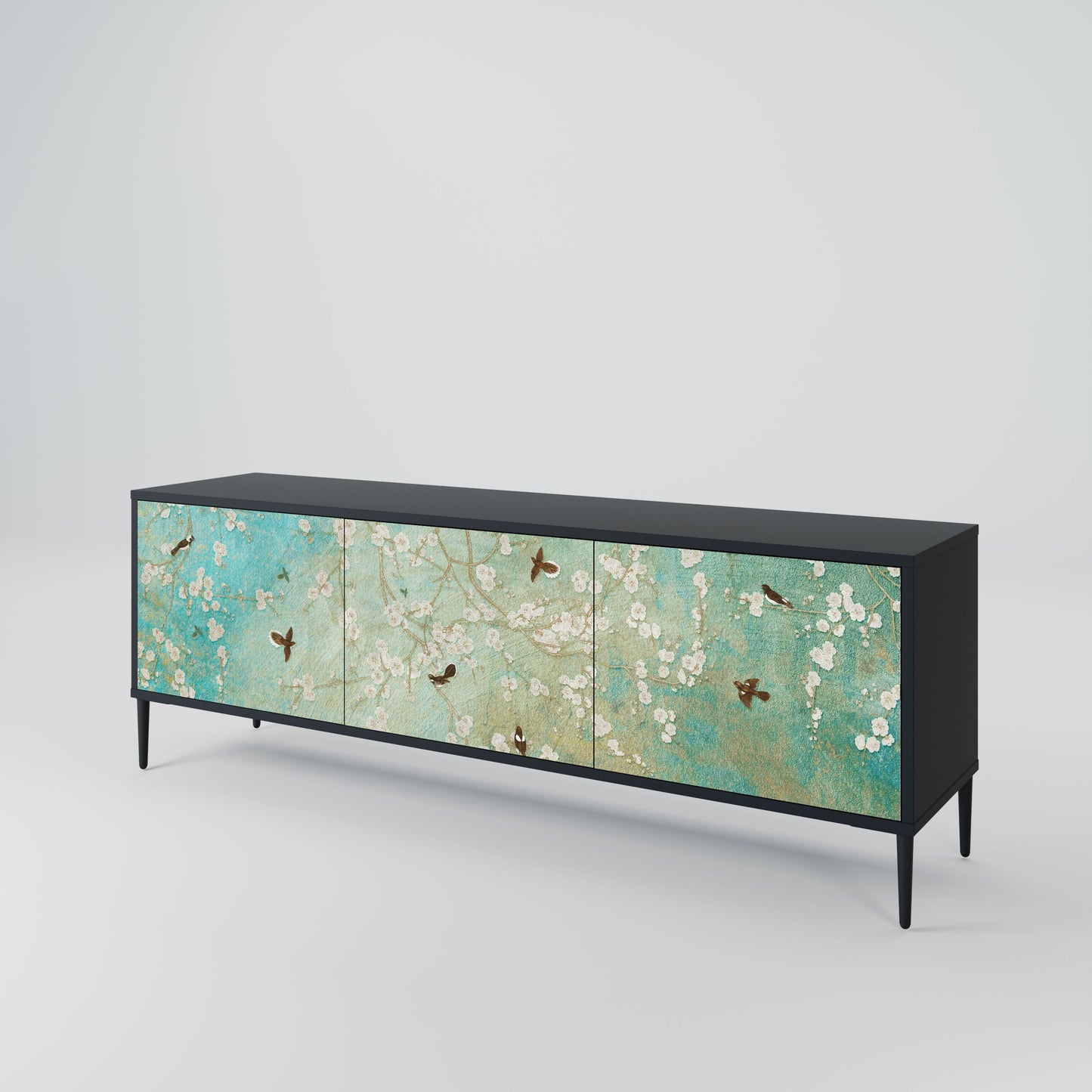 Mobile TV BLOOMING CHARM a 3 ante in finitura nera