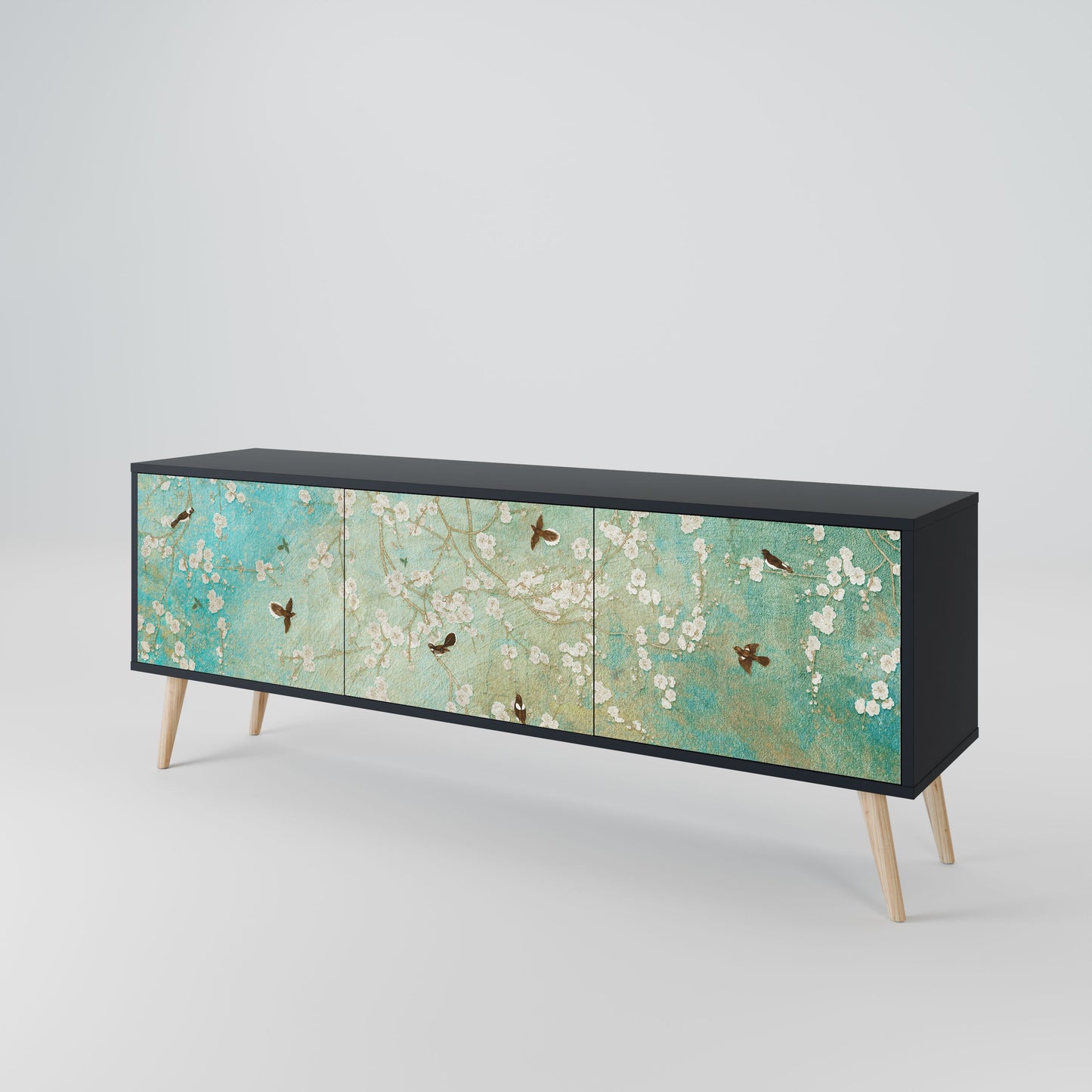 Mobile TV BLOOMING CHARM a 3 ante in finitura nera