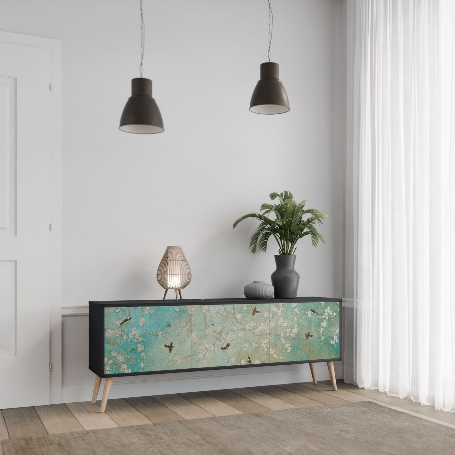 Mobile TV BLOOMING CHARM a 3 ante in finitura nera