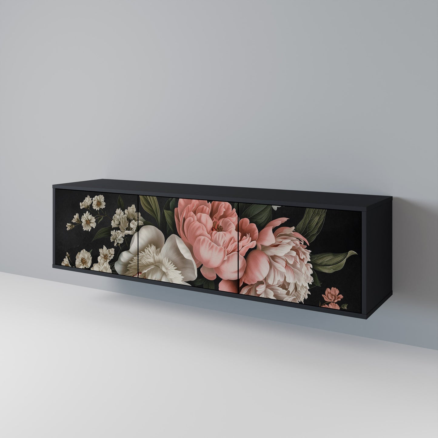 Mobile TV LUSH ELEGANCE a 3 ante con finitura nera