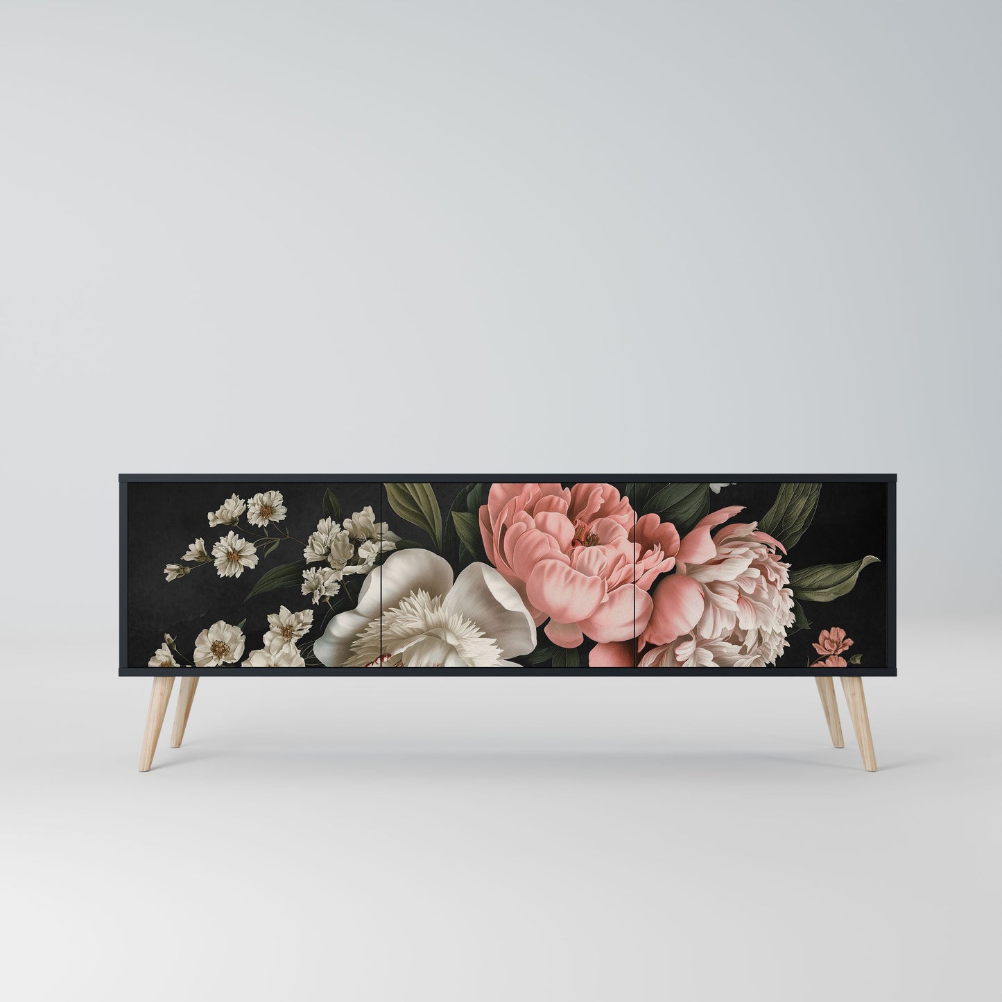 Mobile TV LUSH ELEGANCE a 3 ante con finitura nera