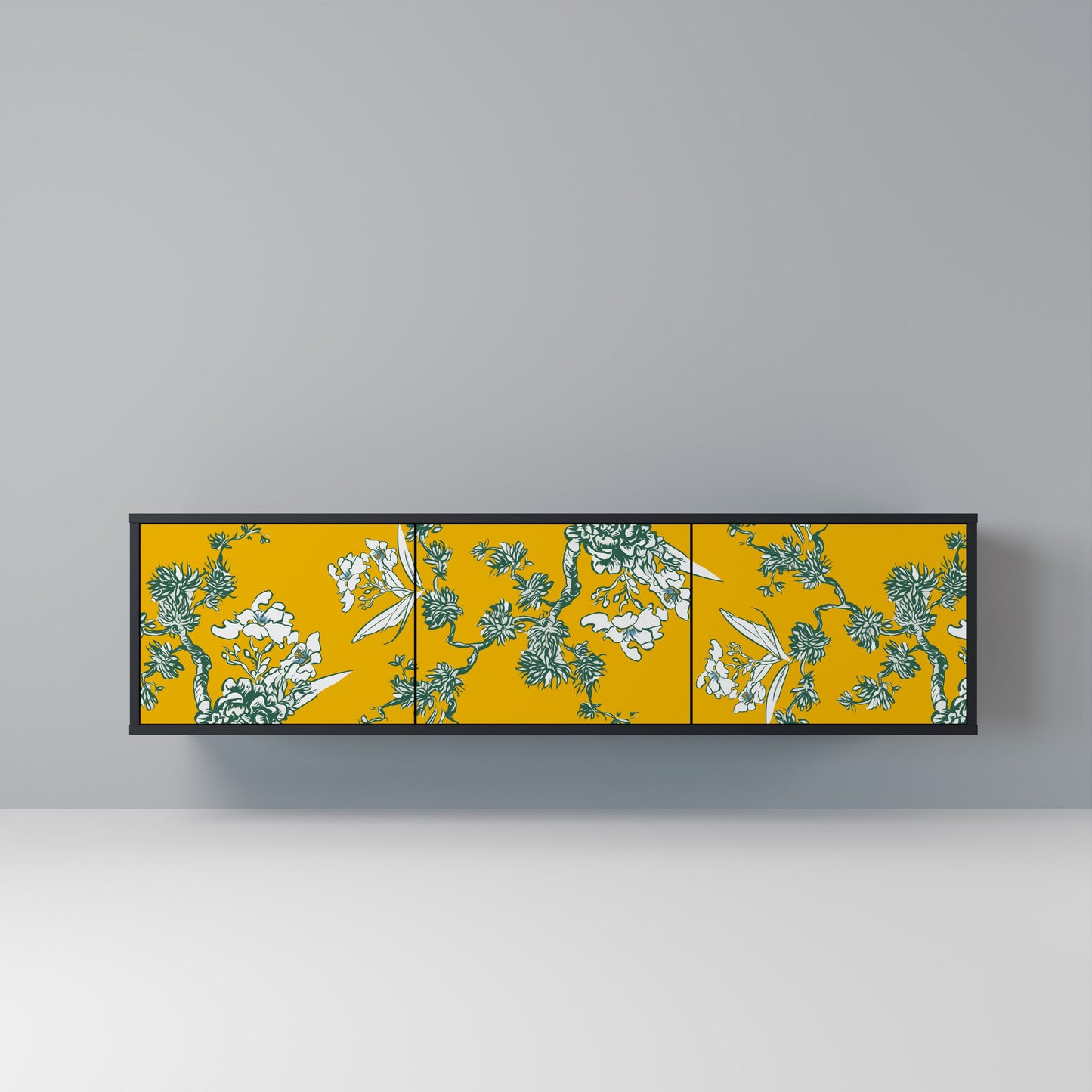 Mobile TV YELLOW CHINOISERIE a 3 ante con finitura nera
