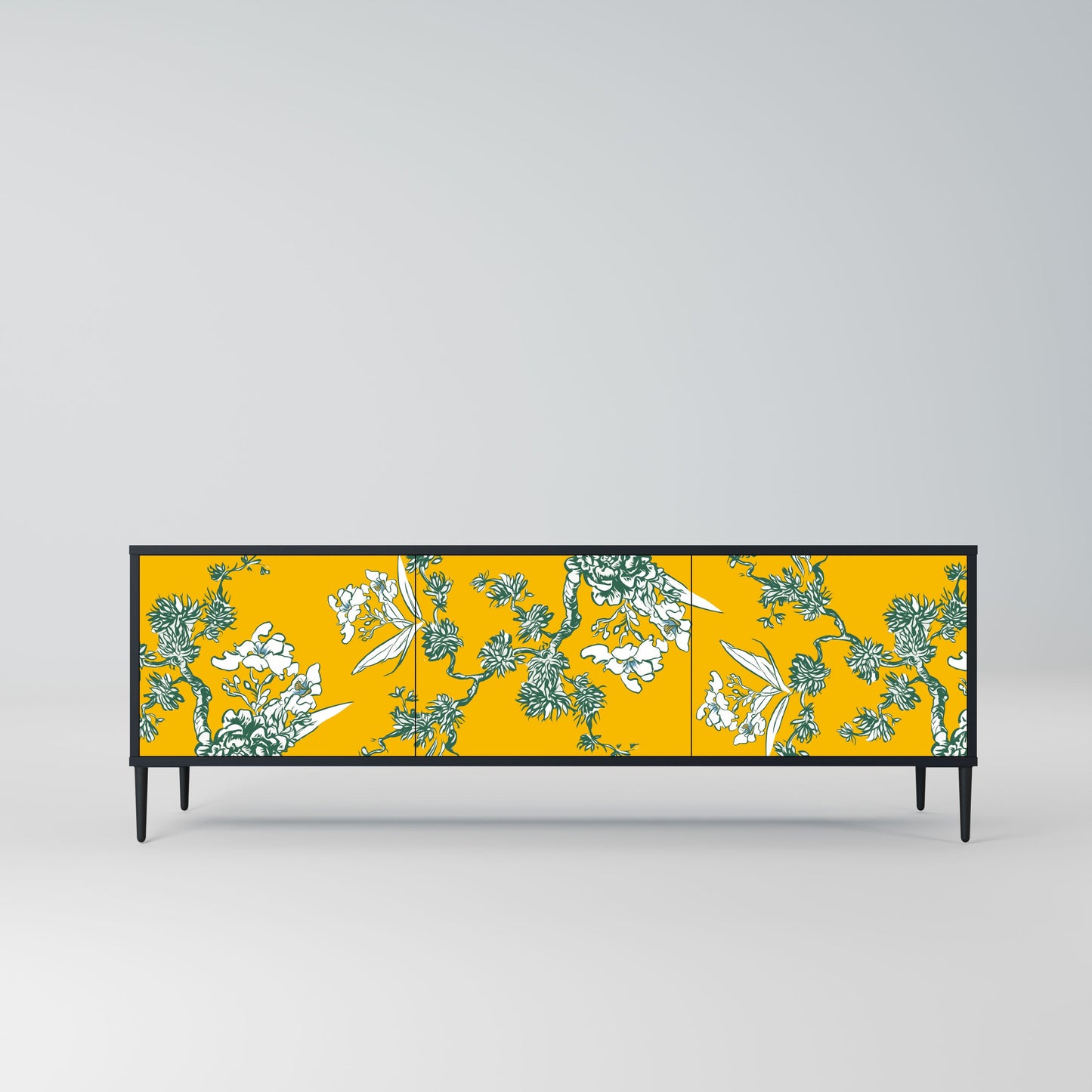 Mobile TV YELLOW CHINOISERIE a 3 ante con finitura nera