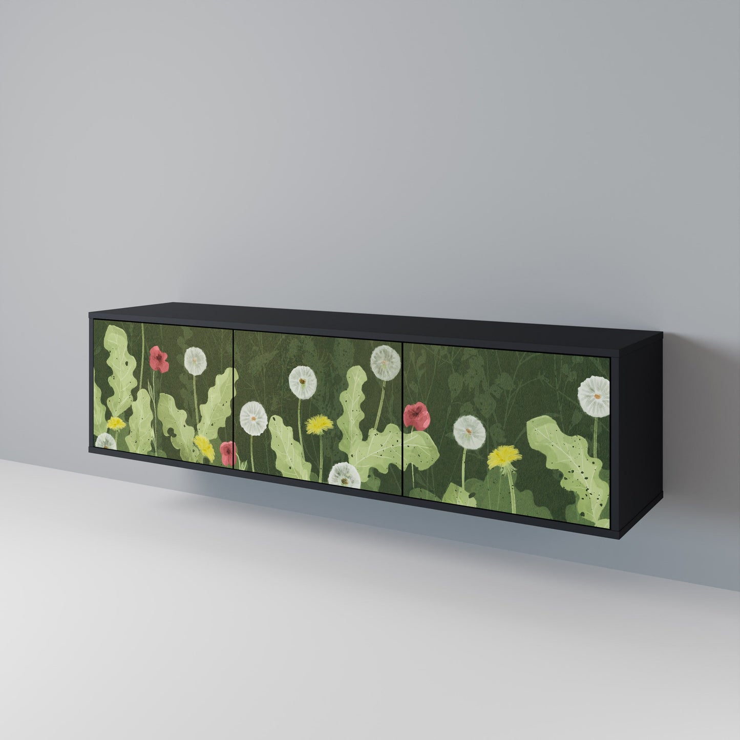 Mobile TV DANDELION AMUSE a 3 ante con finitura nera