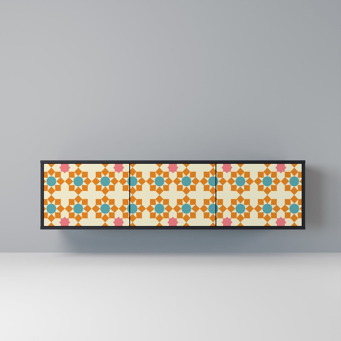Mobile TV a 3 ante FLORAL DECOR in finitura nera