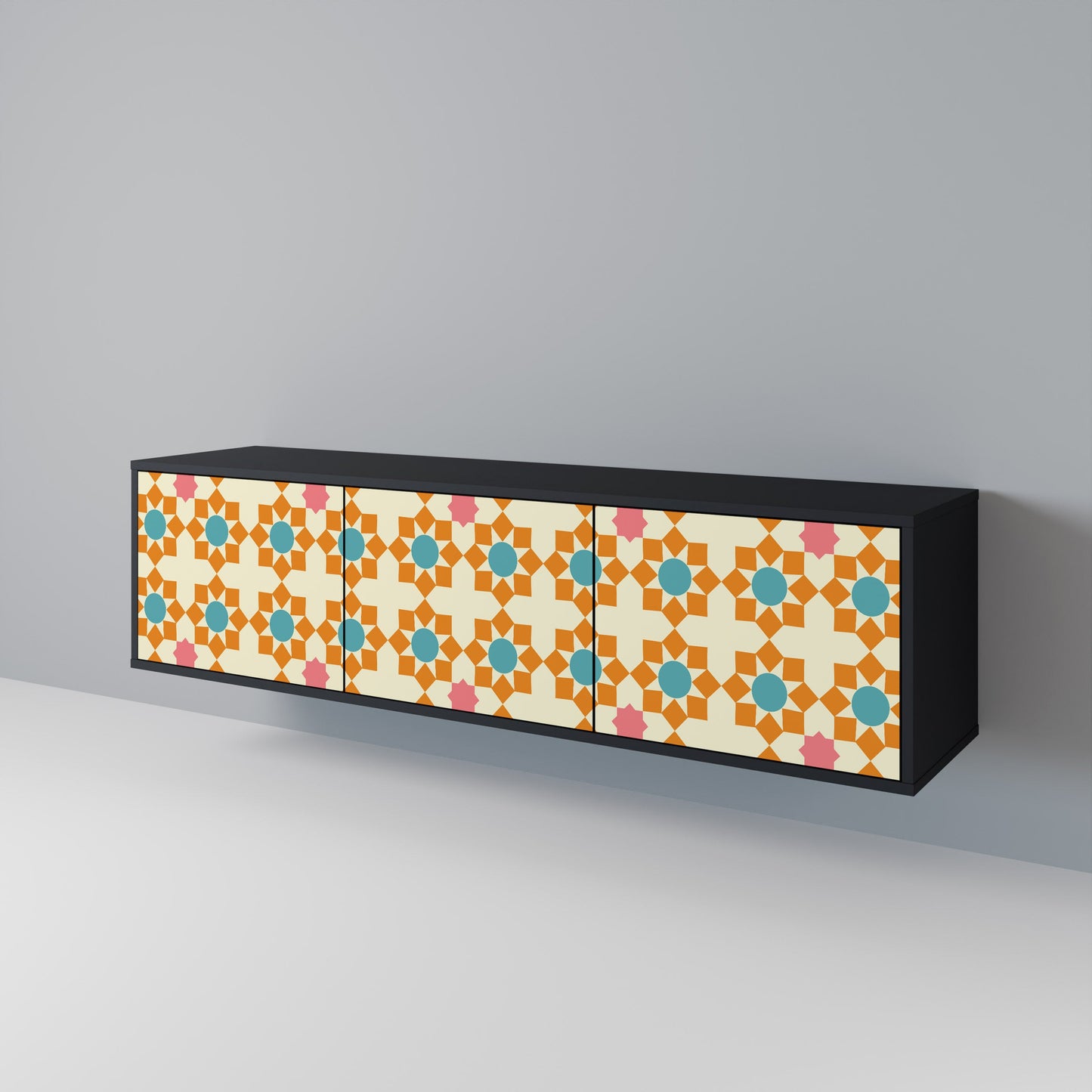 Mobile TV a 3 ante FLORAL DECOR in finitura nera