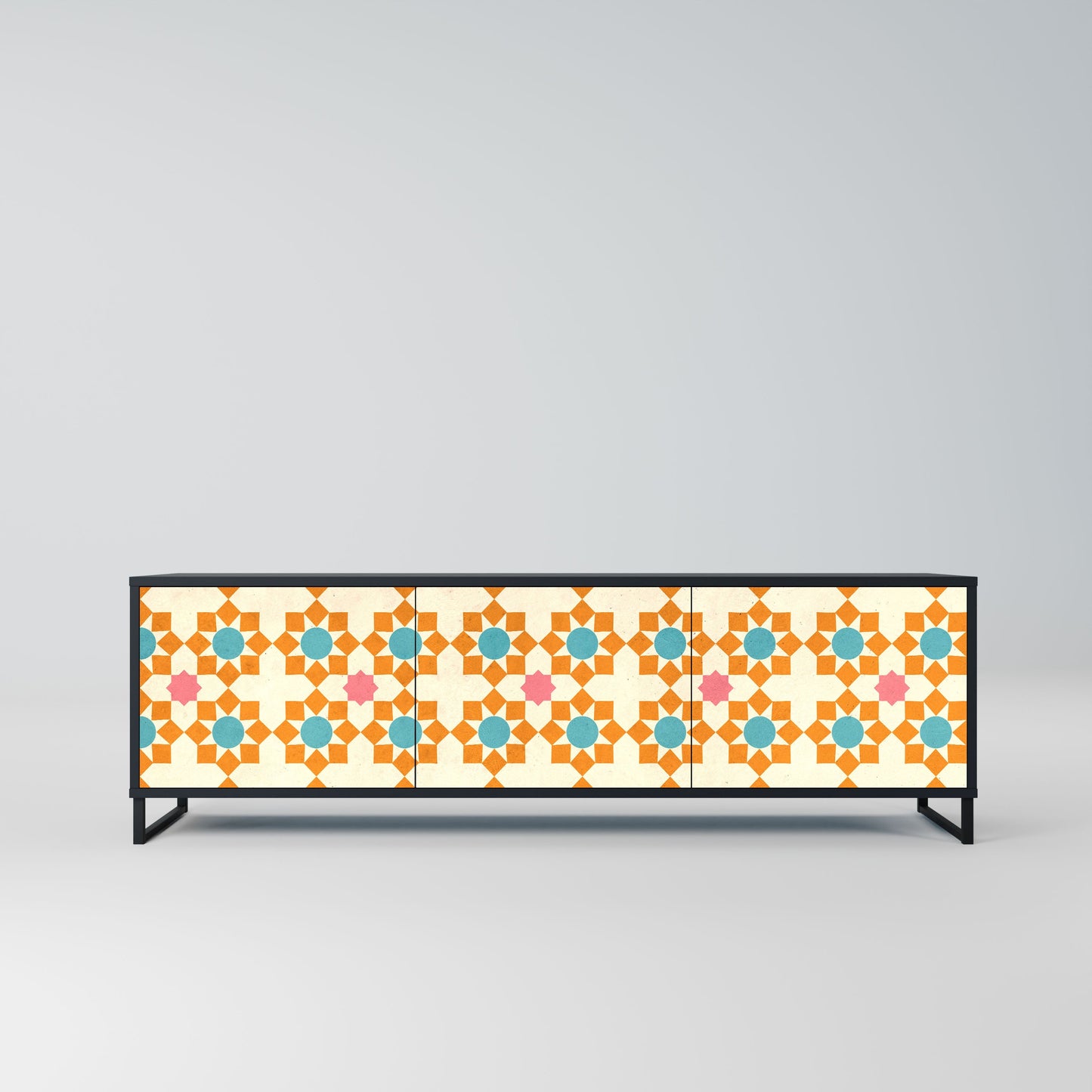 Mobile TV a 3 ante FLORAL DECOR in finitura nera