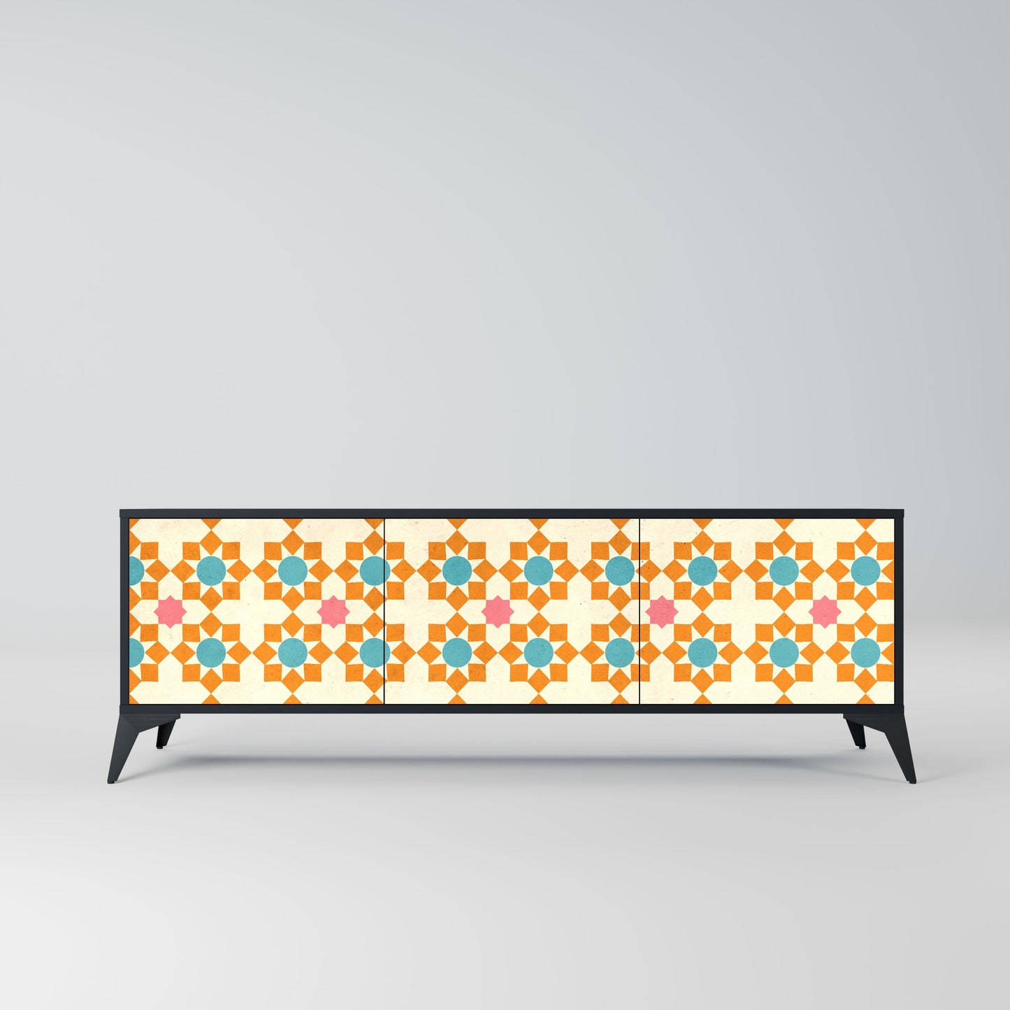 Mobile TV a 3 ante FLORAL DECOR in finitura nera