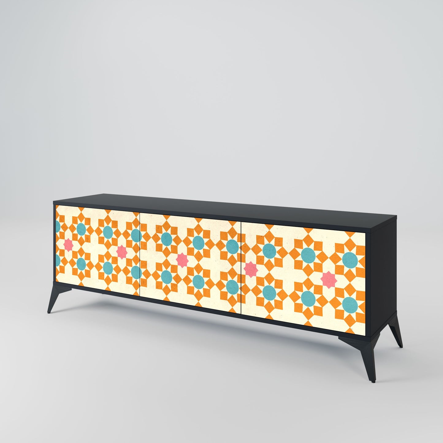 Mobile TV a 3 ante FLORAL DECOR in finitura nera