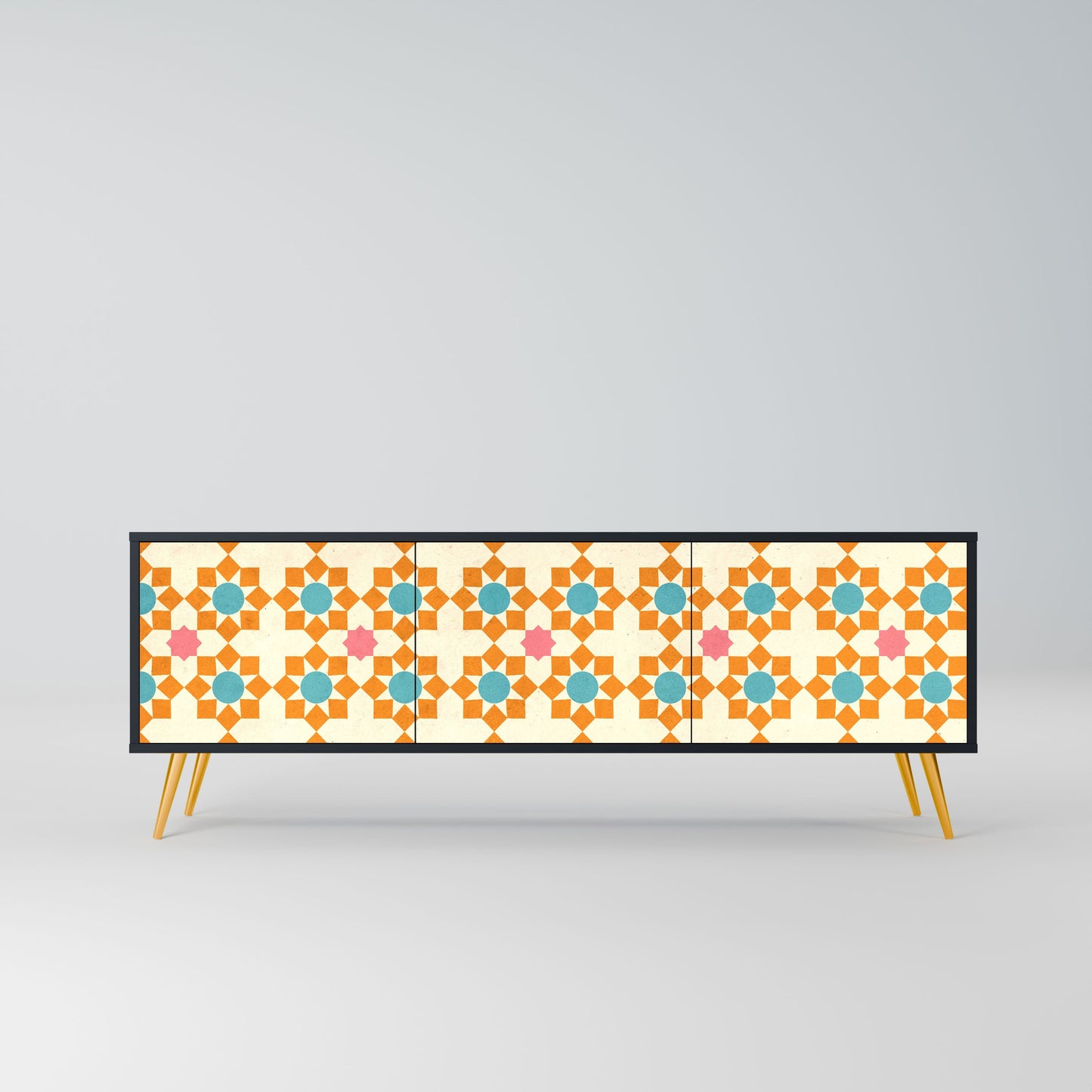 Mobile TV a 3 ante FLORAL DECOR in finitura nera