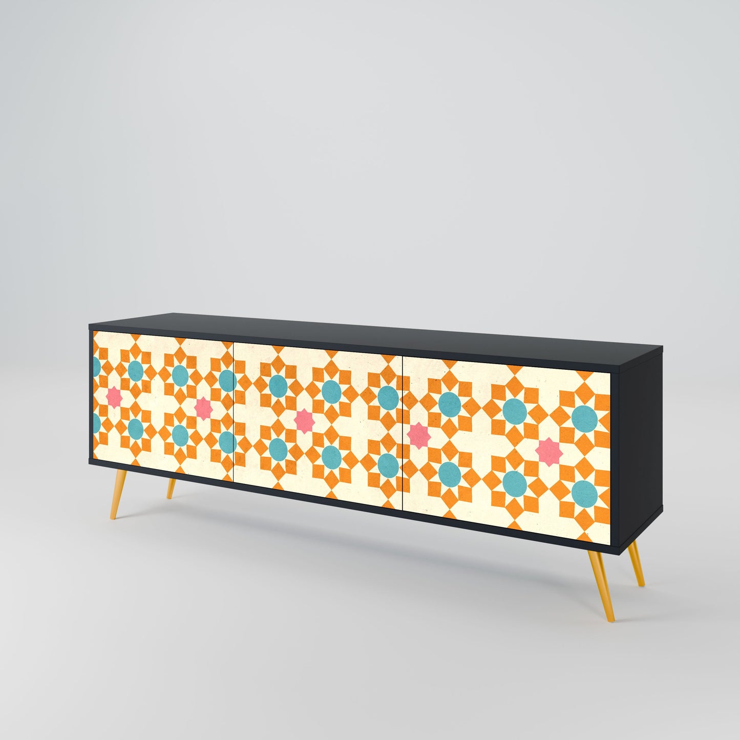 Mobile TV a 3 ante FLORAL DECOR in finitura nera