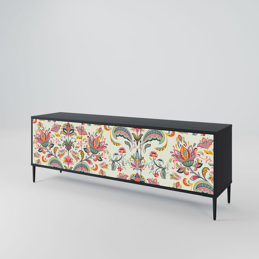 ORGANIC FOLKLORE 3-Door TV Stand in Black Finish