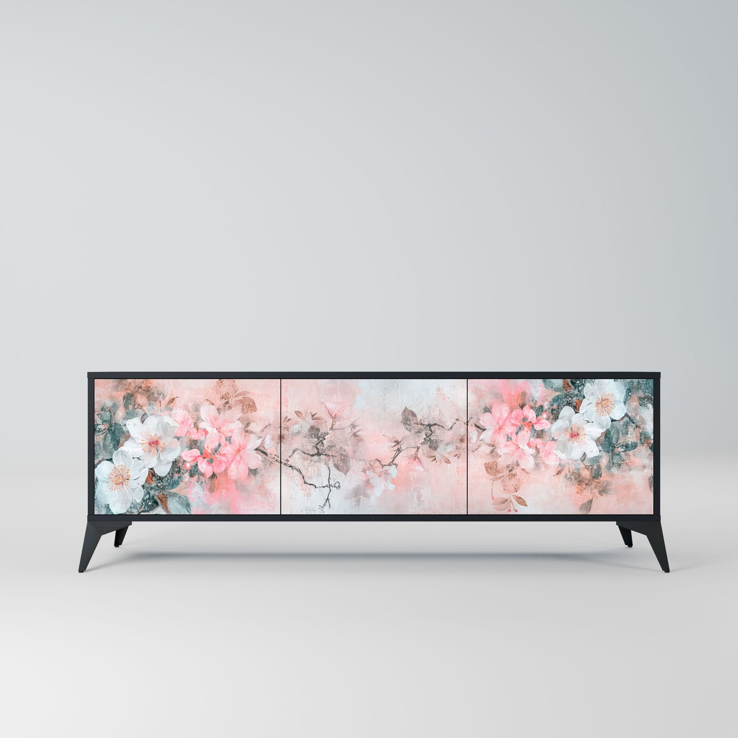 Mobile TV CHERRY BLOSSOM a 3 ante in finitura nera