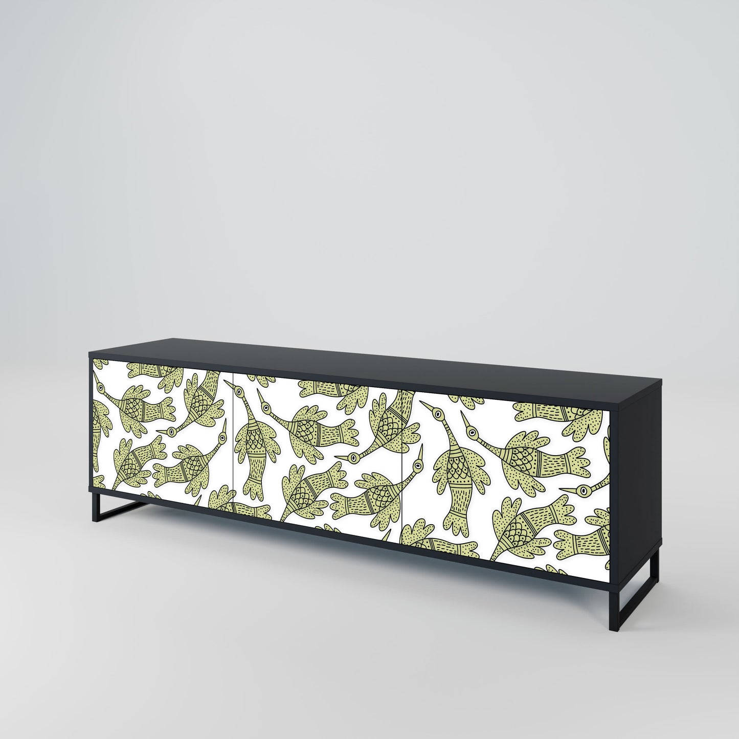 Mobile TV SEEDLING SONGBIRD a 3 ante con finitura nera