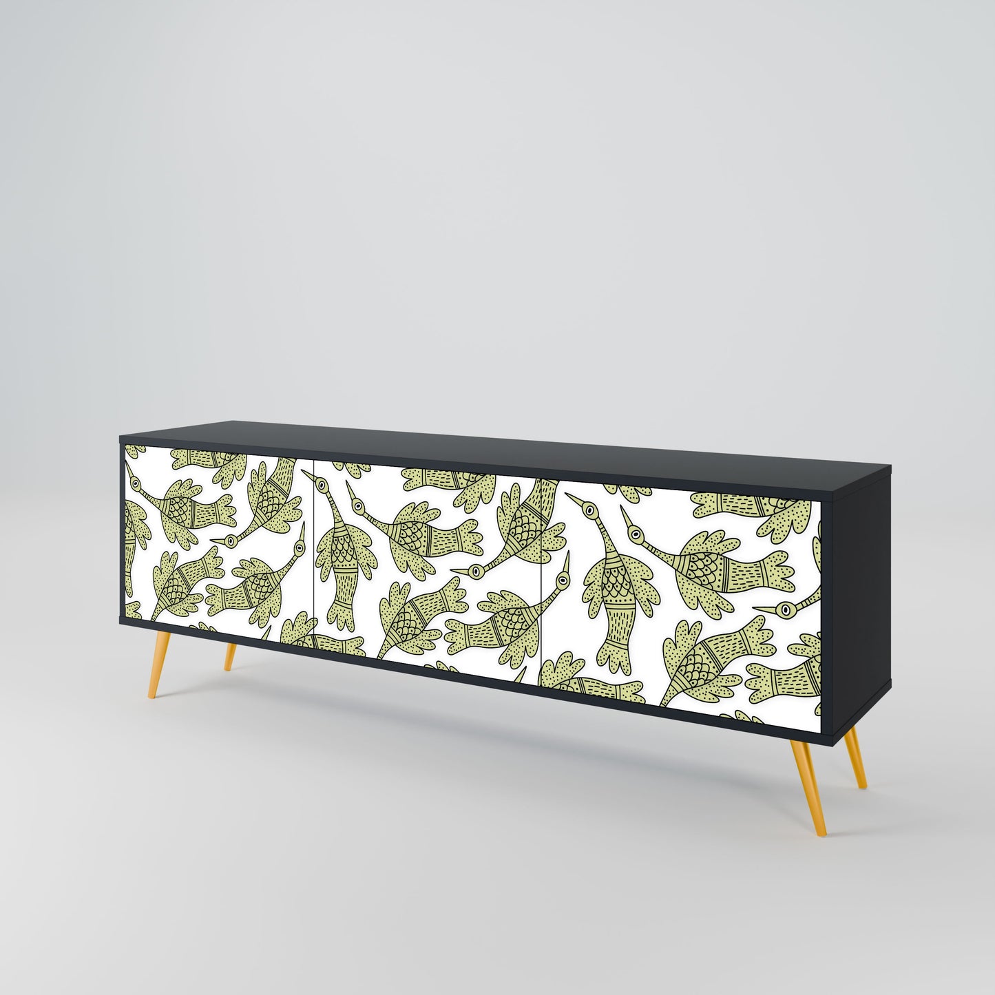 Mobile TV SEEDLING SONGBIRD a 3 ante con finitura nera