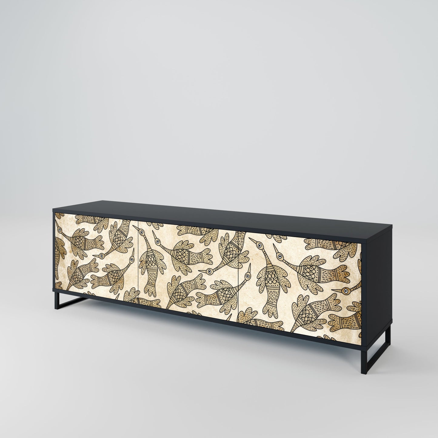 Mobile TV ALMONDINE SONGBIRD a 3 ante con finitura nera