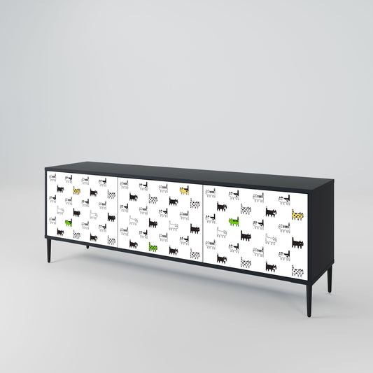 CATS COMPILATION 3-Door TV Stand in Black Finish