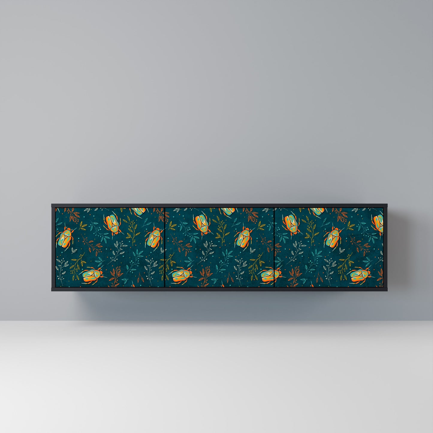 Mobile TV AUTUMN INSECTS a 3 ante con finitura nera