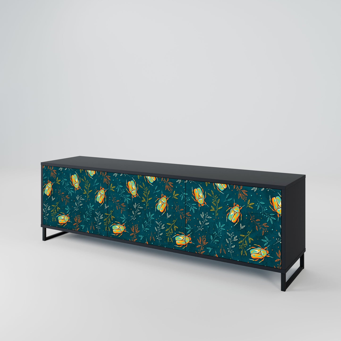 Mobile TV AUTUMN INSECTS a 3 ante con finitura nera