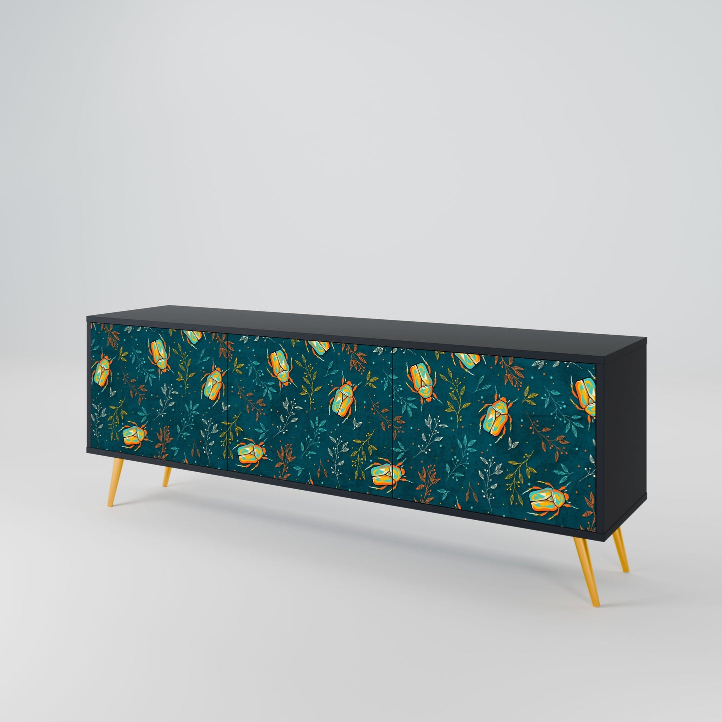 Mobile TV AUTUMN INSECTS a 3 ante con finitura nera