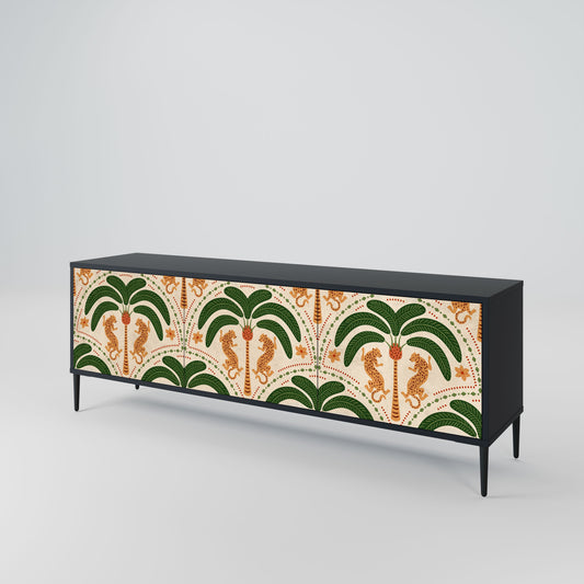 DANCING PREDATORS 3-Door TV Stand in Black Finish
