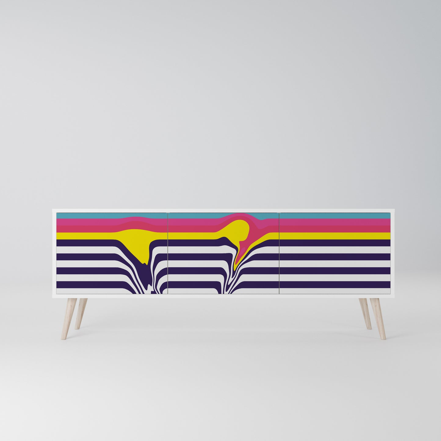 COLORFUL DIVERSION 3-Door TV Stand in White Finish