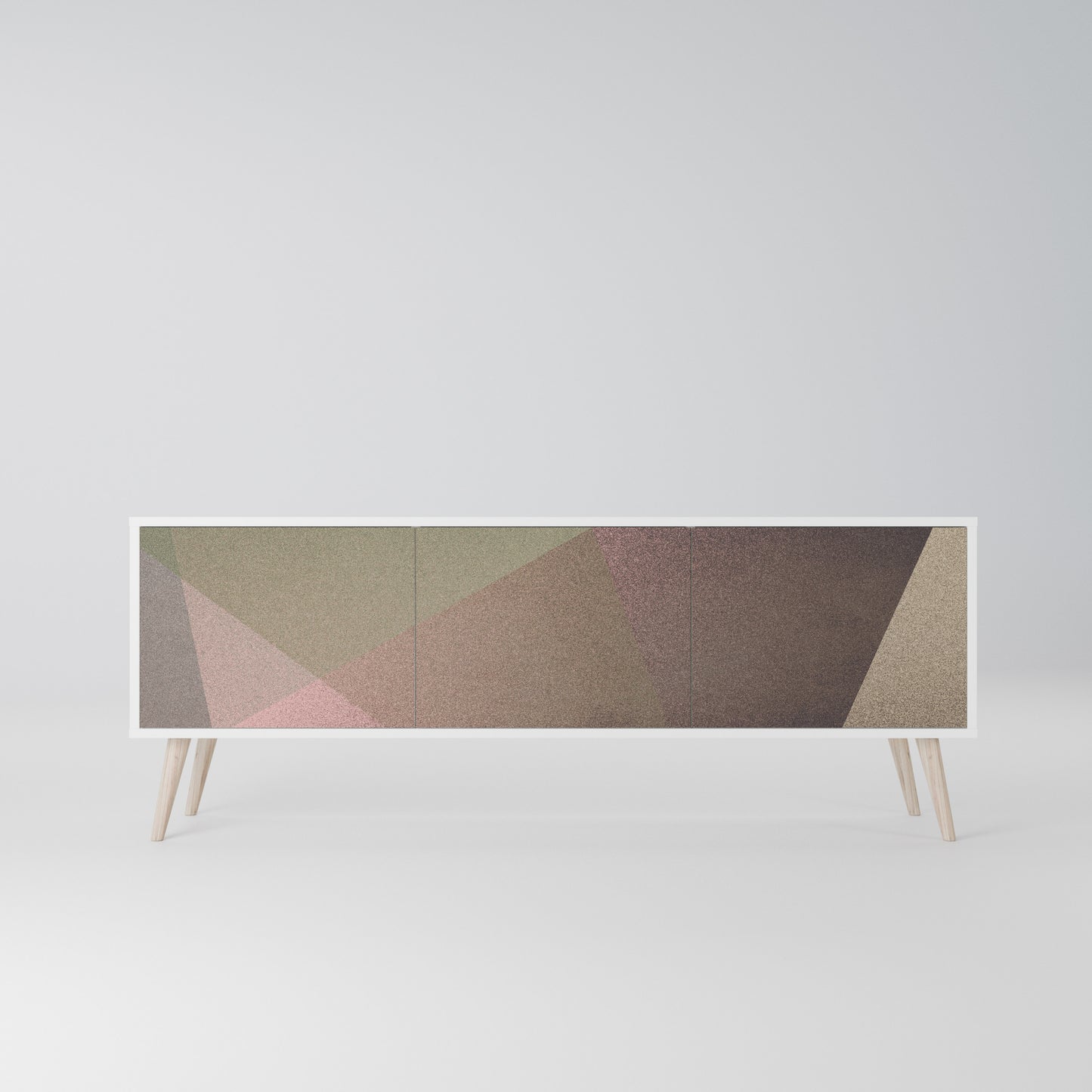 BEIGE GEOMETRY Mobile TV a 3 Ante in Finitura Bianca