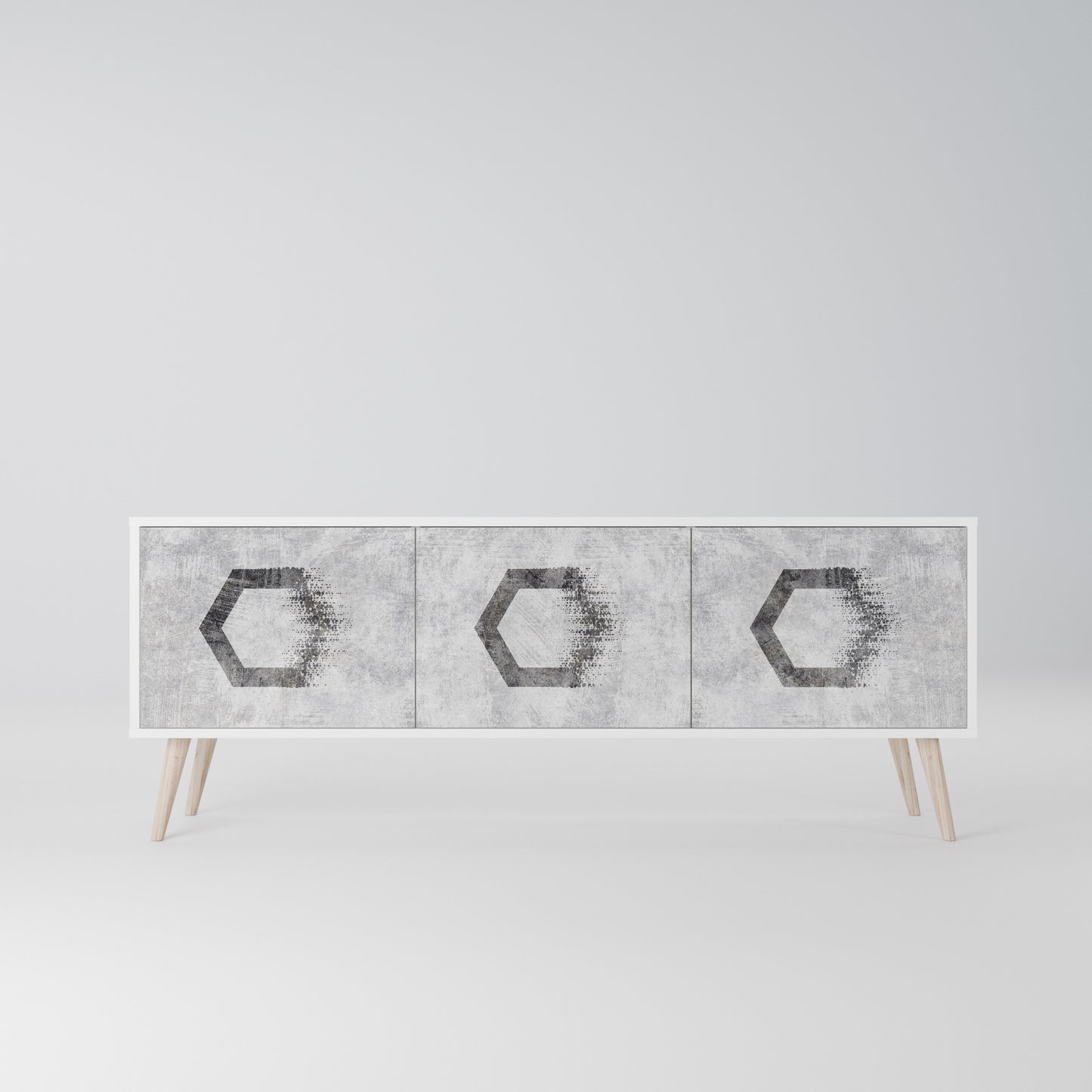HEXAGONAL FIGURES Mobile TV a 3 Ante in Finitura Bianca