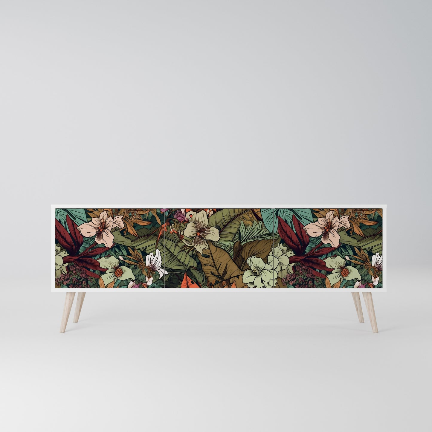 BOTANICAL EMERGENCE Mobile TV a 3 Ante in Finitura Bianca