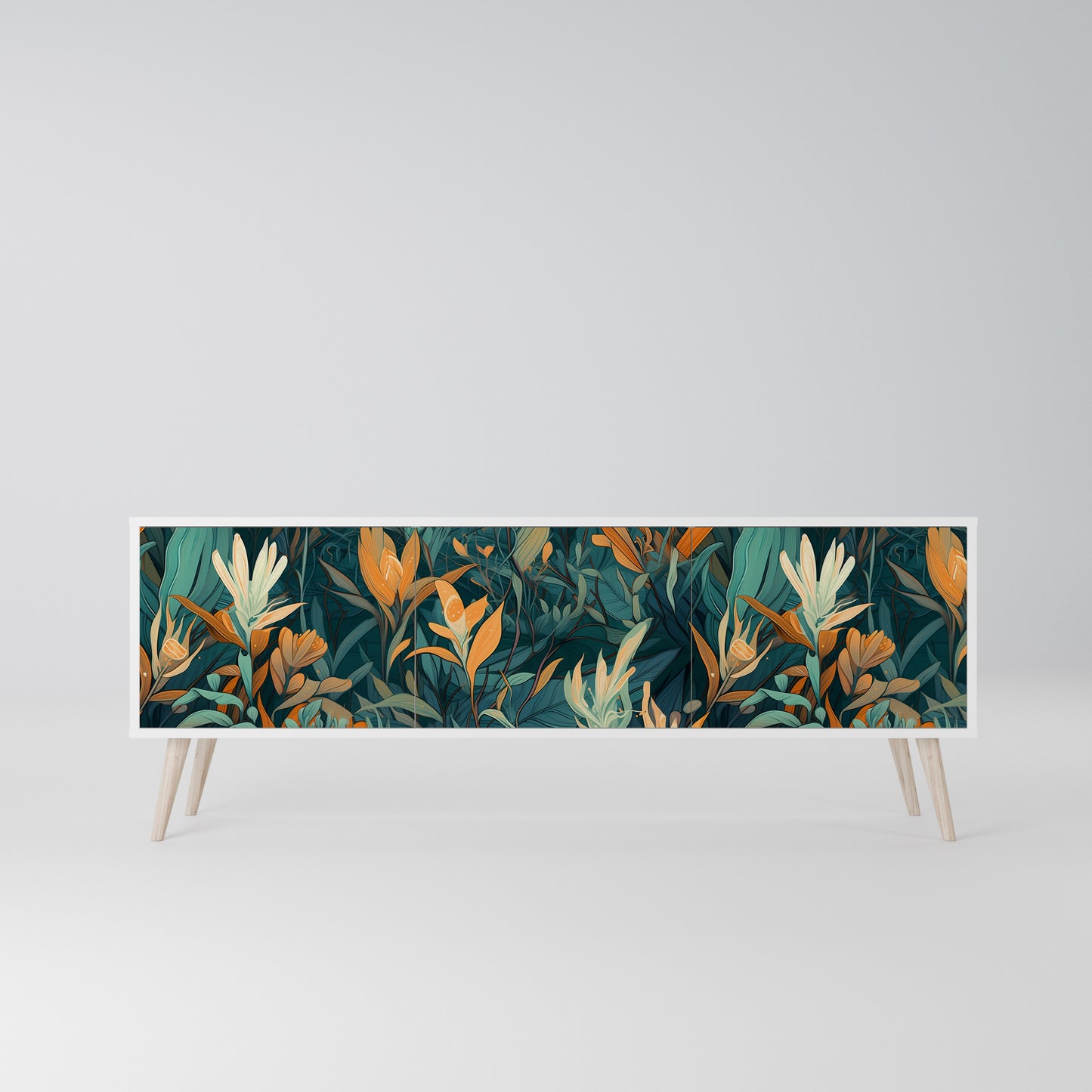 FLORAL SERENITY Mobile TV a 3 Ante in Finitura Bianca