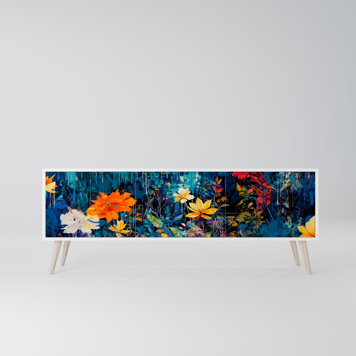 MIDNIGHT BLOSSOM Mobile TV a 3 Ante in Finitura Bianca