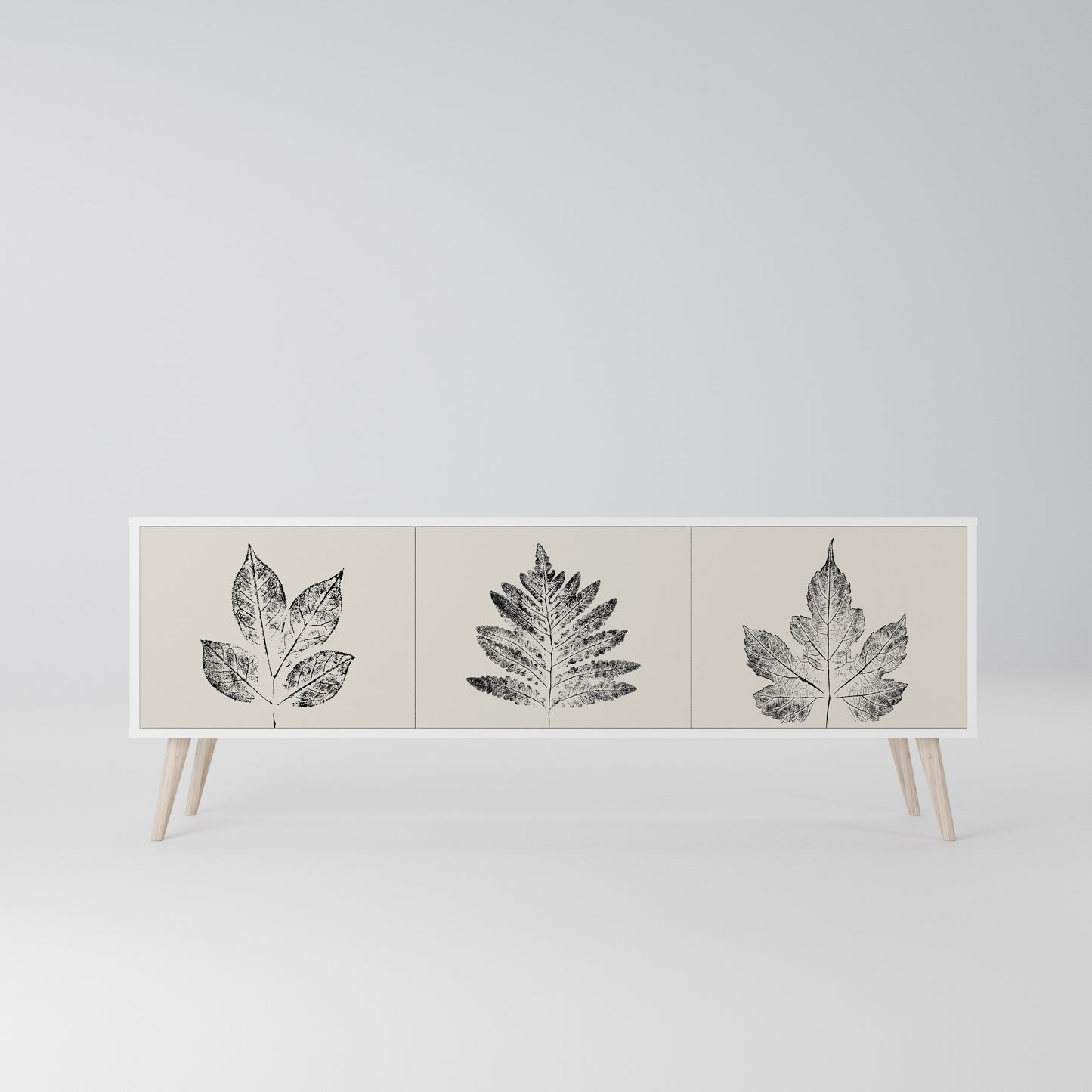LEAFY STAMPS Mobile TV a 3 Ante in Finitura Bianca