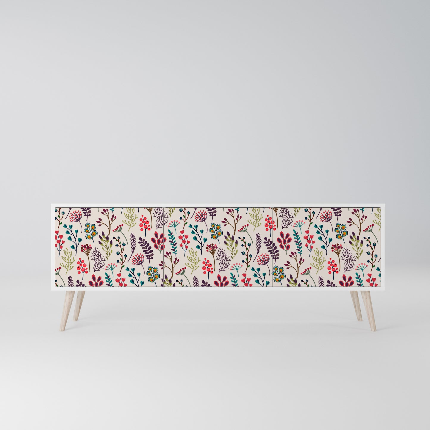 AUTUMN SUNDRIES 3-Door TV Stand in White Finish